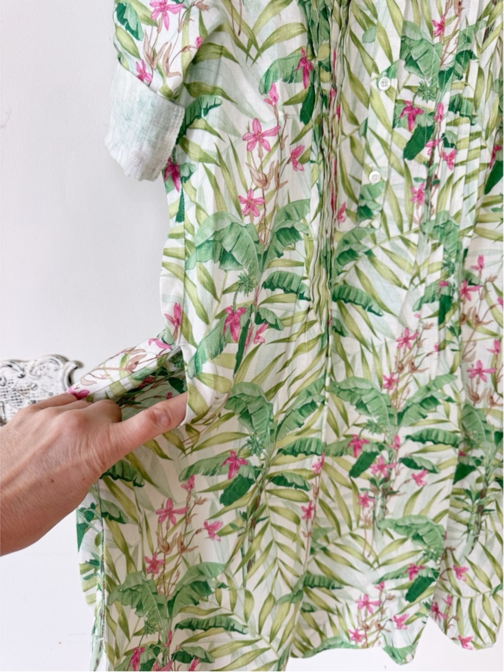 J. Mclaughlin Riviera Coral Gables Tropical Floral Linen Shirt Dress Pockets S - Picture 5 of 10